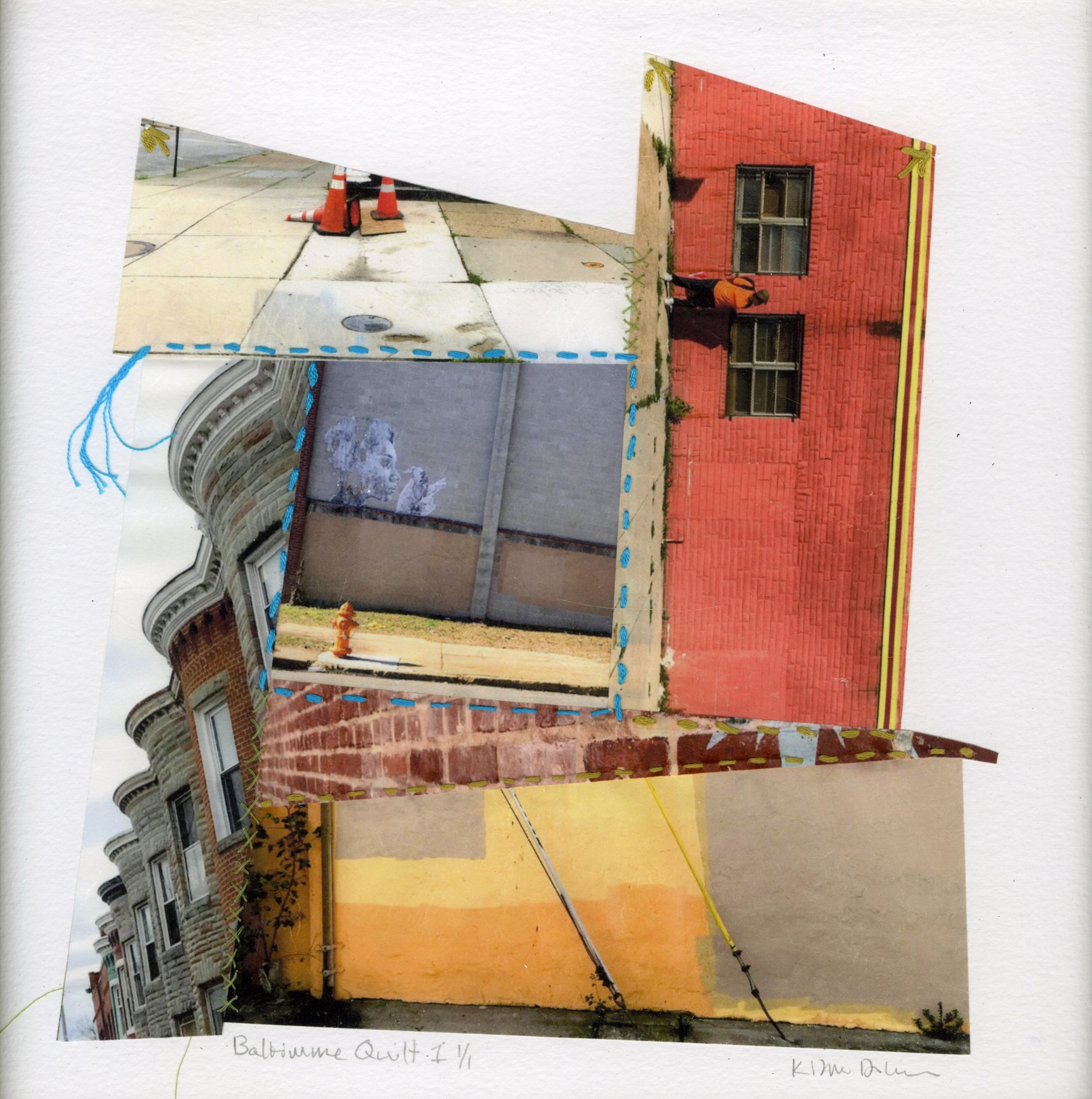 Baltimore Quilt 1/ 14”x14”/pieced and stitched photographic collage 